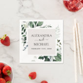 Botanisch groen gebladerte Waterverf bruiloft napk Servet (Insitu)