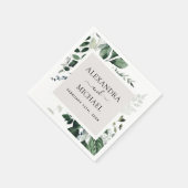 Botanisch groen gebladerte Waterverf bruiloft napk Servet (Hoek)
