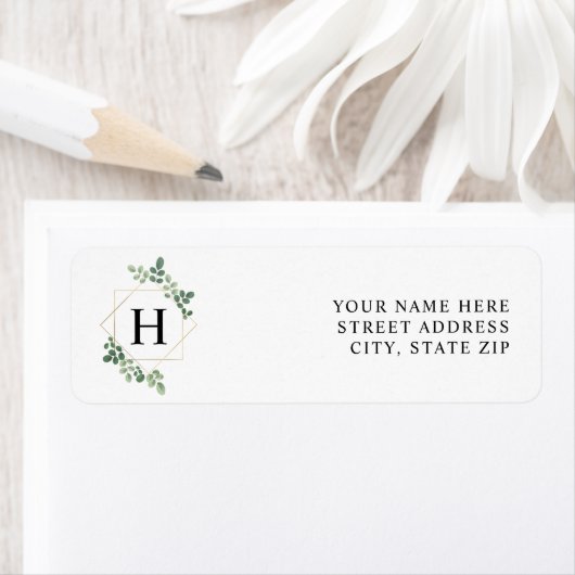 Botanisch groen geometrisch monogram etiket (Insitu)