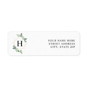 Botanisch groen geometrisch monogram etiket