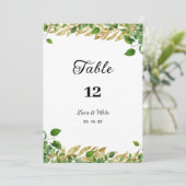 Botanisch groen goud gebladerte Tabel Nummers Kaart (Staand voorkant)