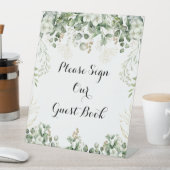 Botanisch groen & gouden trouwbord reclamebord met voetstuk (Insitu)