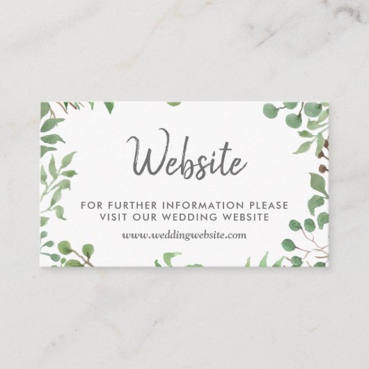 Botanisch groen | Huwelijkswebsite Informatiekaartje (Voorkant)