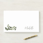 Botanisch groen Ivy Elegant-script Post-it® Notes (Op bureau)