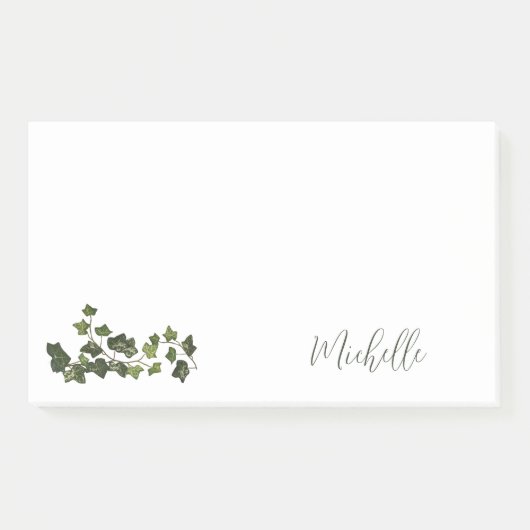 Botanisch groen Ivy Elegant-script Post-it® Notes (Voorkant)