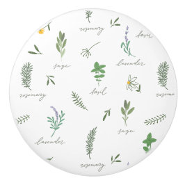 Botanisch groen keramische knop