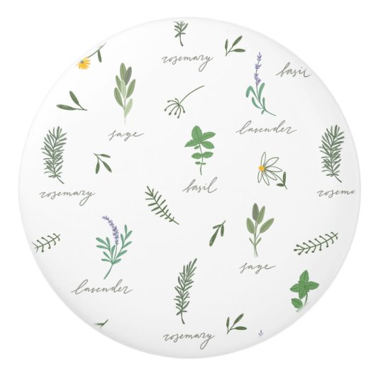 Botanisch groen keramische knop (Voorkant)