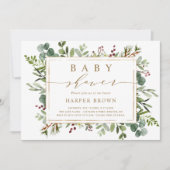 Botanisch groen kerstBaby shower Kaart (Voorkant)
