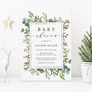 Botanisch groen kerstBaby shower Kaart