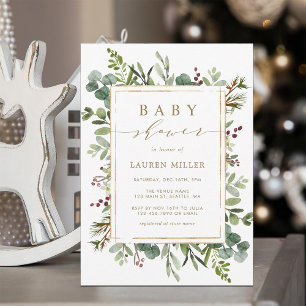 Botanisch groen kerstBaby shower Kaart