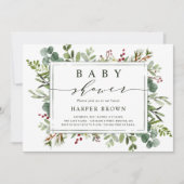 Botanisch groen kerstBaby shower Kaart (Voorkant)
