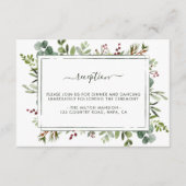 Botanisch groen Kerstmis bruiloft receptie Enc Informatiekaartje (Voorkant)