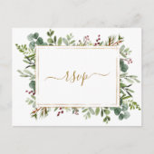 Botanisch groen Kerstmis Gouden bruiloft RSVP Uitnodiging Briefkaart (Voorkant)
