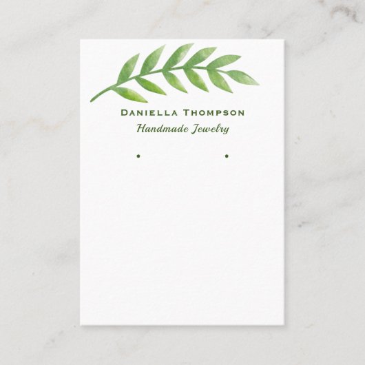 Botanisch groen laat juwelen oorscherm achter visitekaartje (Voorkant)