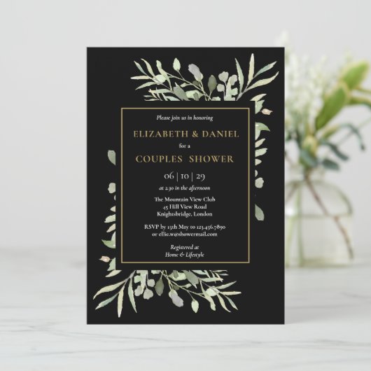 Botanisch groen laat koppels douchen kaart (Staand voorkant)