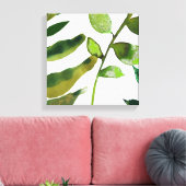 Botanisch groen laat minimale eenvoudige simultaan canvas afdruk (Insitu (Woonkamer))