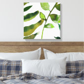 Botanisch groen laat minimale eenvoudige simultaan canvas afdruk (Insitu (Slaapkamer))