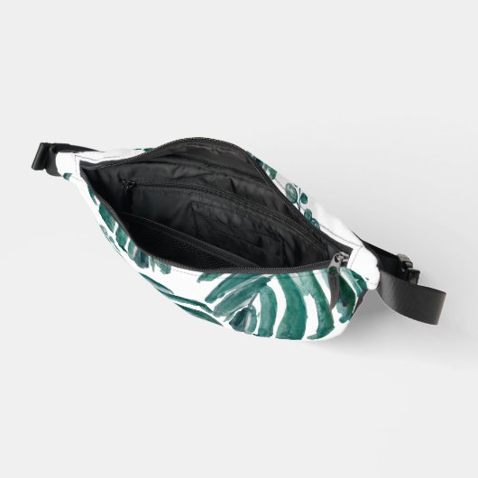 Botanisch groen leder Tropisch schilderen Heuptasje (Open)