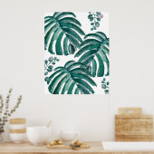 Botanisch groen leder Tropisch schilderen Poster (Keuken)