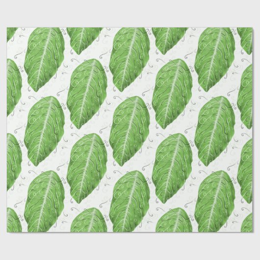 Botanisch groen lederen patroon cadeaupapier (Vlak)