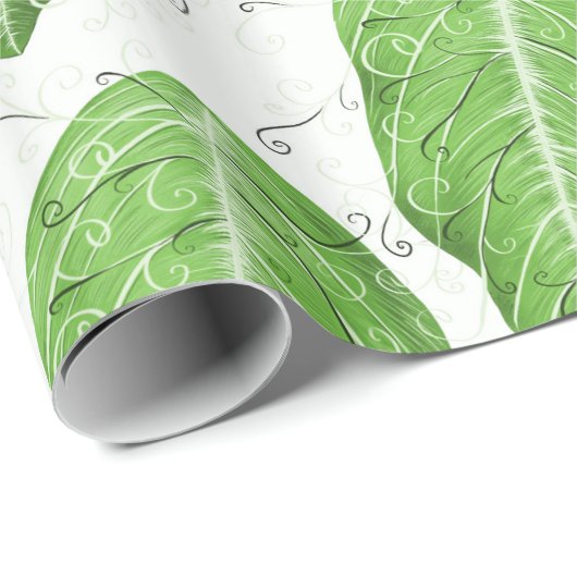 Botanisch groen lederen patroon cadeaupapier (Rol Hoek)