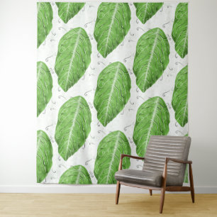Botanisch groen lederen patroon wandkleed