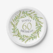 Botanisch groen loof krans papier Borden Papieren Bordje (Voorkant)