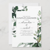 Botanisch groen loof paar's douche kaart (Voorkant)