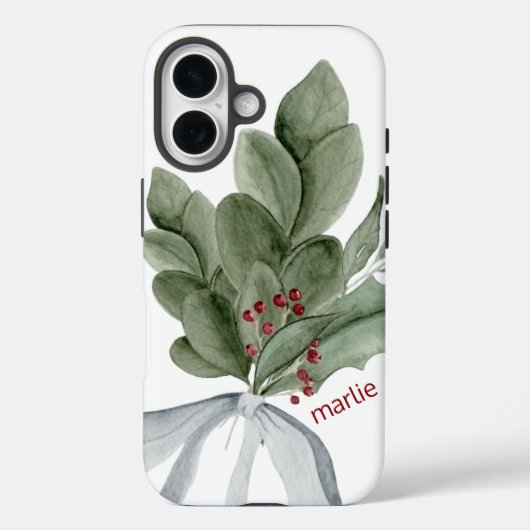 Botanisch groen met bessen gepersonaliseerd Case-Mate iPhone case (Achterkant)
