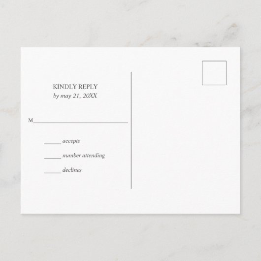 Botanisch groen Moderne bruiloft RSVP Uitnodiging Briefkaart (Achterkant)