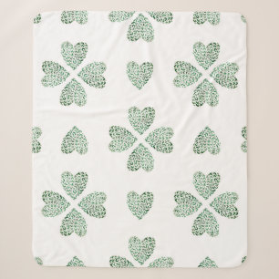 Botanisch groen ornament, naadloze waterverf sherpa deken