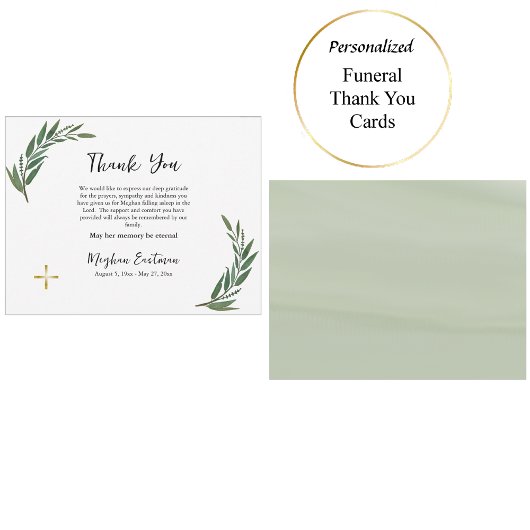 Botanisch groen orthodox Christelijk gedenkteken Bedankkaart