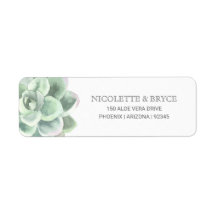 Botanisch groen retouradres Succulent Wedding