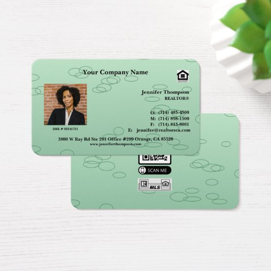 Botanisch groen Ronde Rand Visitekaartje (Bureau)