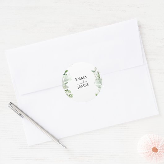 Botanisch groen ronde Sticker (Envelop)