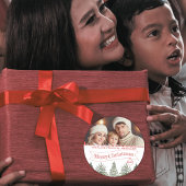 Botanisch groen Rood groen Foto Vrolijk Kerstmis Ronde Sticker