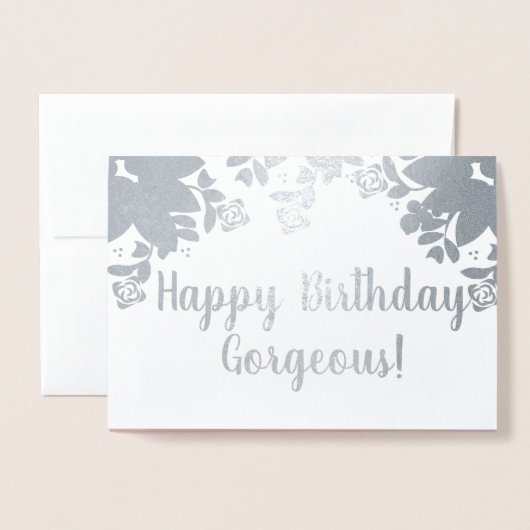 Botanisch groen Roos Verjaardag Echte Folie Kaart (Voorkant met envelop)