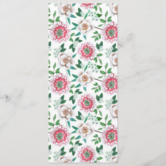 Botanisch Groen Roze Floral Wedding Menu (Achterkant)