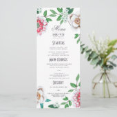 Botanisch Groen Roze Floral Wedding Menu (Staand voorkant)