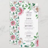 Botanisch Groen Roze Floral Wedding Menu (Voorkant / Achterkant)