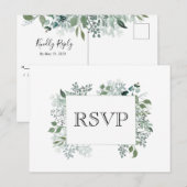 Botanisch groen RSVP bruiloft Lijst gebladerte Briefkaart (Voorkant / Achterkant)
