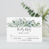 Botanisch groen RSVP bruiloft vriendelijk reageren (Staand voorkant)