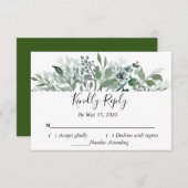 Botanisch groen RSVP bruiloft vriendelijk reageren (Voorkant / Achterkant)