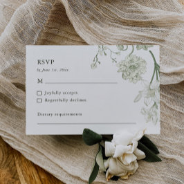 Botanisch groen RSVP-kaart –  bloemen RSVP Kaartje