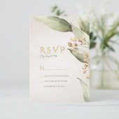Botanisch groen  rustiek bruiloft RSVP Kaartje (Staand voorkant)