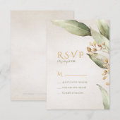 Botanisch groen  rustiek bruiloft RSVP Kaartje (Voorkant / Achterkant)