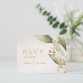 Botanisch groen rustiek bruiloft RSVP Uitnodiging Briefkaart (Staand voorkant)