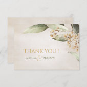Botanisch groen  rustiek dank u bedankkaart (Voorkant / Achterkant)