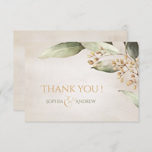 Botanisch groen  rustiek dank u bedankkaart (Voorkant / Achterkant)