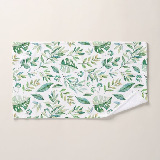 Botanisch groen rustiek gebladerpatroon handdoek (Handdoek)